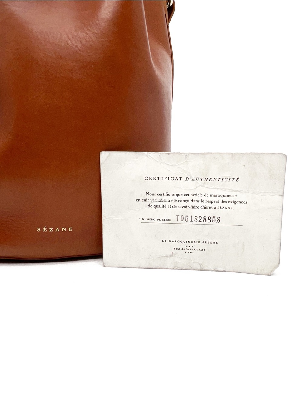 Sezane Farrow Bag Natural (Brown) Heritage Leather Bucket Shape Handbag - Picture 10 of 15